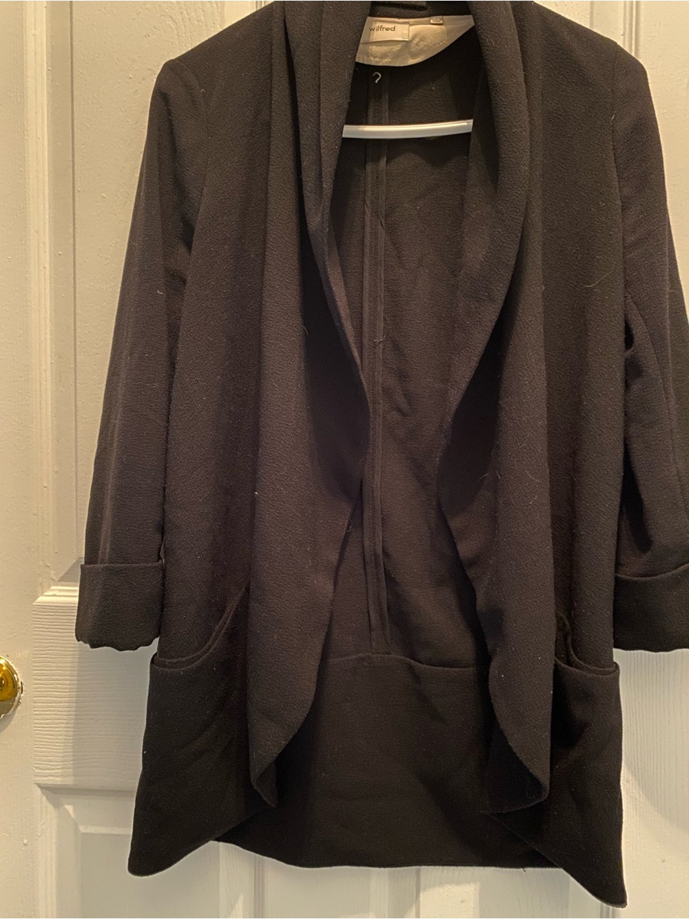 Wilfred Black Draped Open-Front Blazer